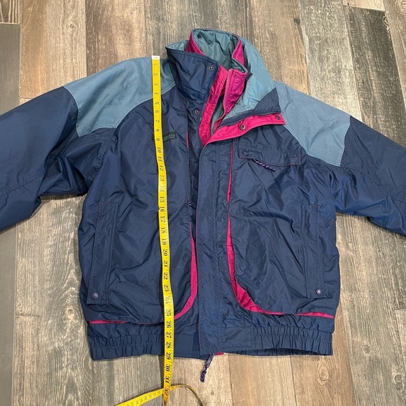 Columbia Mens L Powder Keg 3 in 1 Navy Blue Green Purple Lined Jacket Coat - Picture 11 of 16